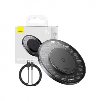 Baseus BS-W530 15W indukční nabíječka + USB C kabel - USB C 24W 1m - černá