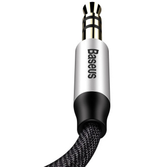 Stereo audio kabel Baseus Yiven M30 AUX 3,5 mm samec mini jack 1,5 m stříbrno-černý (CAM30-CS1)