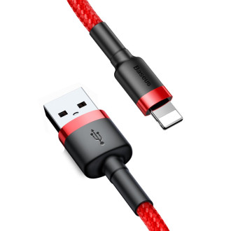 Baseus Cafule Cable odolný nylonový kabel USB / Lightning QC3.0 2.4A 0.5M červený (CALKLF-A09)