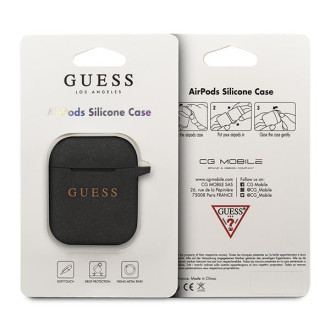 Guess GUACCSILGLBK kryt AirPods černo/černý silikonový třpytivý