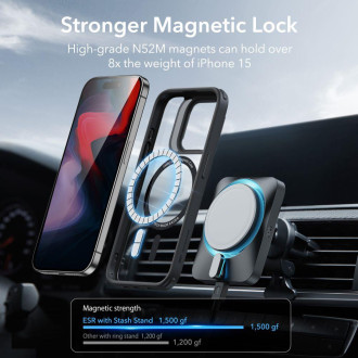 ESR CLASSIC KICKSTAND HALOLOCK MAGSAFE IPHONE 15 PRO ČISTÝ/ČERNÝ