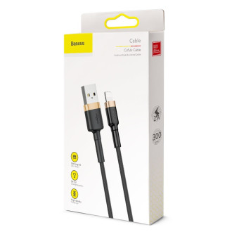 Baseus Cafule Cable odolný nylonový kabel USB / Lightning QC3.0 2A 3M černo-zlatý (CALKLF-RV1)