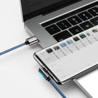 Legendární úhlový herní kabel Baseus USB – USB typu C 66W 2m modrý (CACS000503)