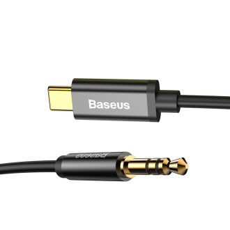 Stereo audio kabel Baseus AUX 3,5 mm mini jack - USB typu C pro tabletový telefon 120 cm černý (CAM01-01)