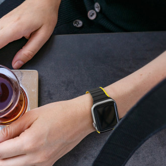 Magnetický řemínek Apple Watch Ultra, SE, 8, 7, 6, 5, 4, 3, 2, 1 (49, 45, 44, 42 mm) Dux Ducis řemínek (verze LD) – černá/žlutá