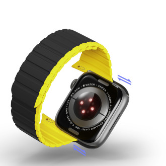 Magnetický řemínek Apple Watch Ultra, SE, 8, 7, 6, 5, 4, 3, 2, 1 (49, 45, 44, 42 mm) Dux Ducis řemínek (verze LD) – černá/žlutá