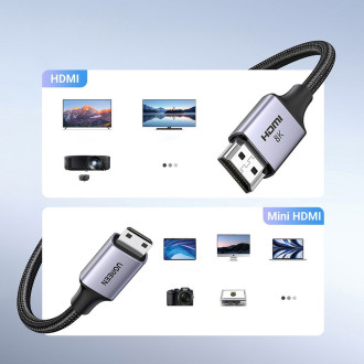 Mini HDMI kabel - HDMI Ugreen HD163 8K 2m - šedý