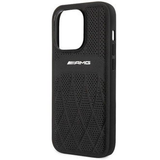 AMG AMHMP14LOSDBK iPhone 14 Pro 6,1" černo/černé pevné pouzdro Leather Curved Lines MagSafe