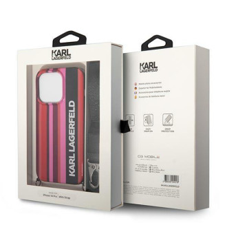 Karl Lagerfeld KLHCP14LSTSTP iPhone 14 Pro 6,1" hardcase różowy/pink Color Stripes Strap