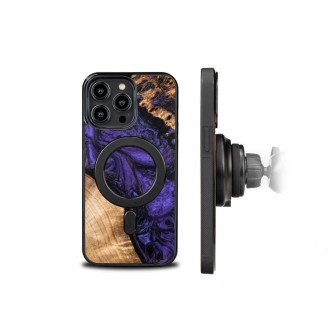 Dřevo a pryskyřicové pouzdro pro iPhone 14 Pro Max MagSafe Bewood Unique Violet – fialové a černé