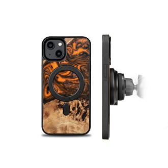 Dřevo a pryskyřice pouzdro pro iPhone 14 MagSafe Bewood Unique Orange - oranžová a černá