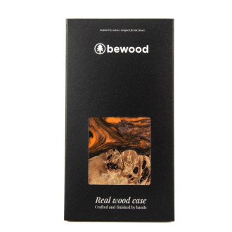 Dřevo a pryskyřice pouzdro pro iPhone 14 Pro MagSafe Bewood Unique Orange - Orange and Black