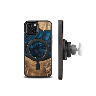 Dřevo a pryskyřice pouzdro pro iPhone 13 Mini MagSafe Bewood Unique Neptune – námořnická a černá