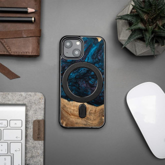 Dřevo a pryskyřice pouzdro pro iPhone 13 Mini MagSafe Bewood Unique Neptune – námořnická a černá