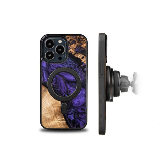 Dřevo a pryskyřicové pouzdro pro iPhone 13 Pro MagSafe Bewood Unique Violet – fialové a černé