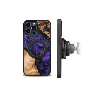 Dřevo a pryskyřice pouzdro pro iPhone 13 Pro Max MagSafe Bewood Unique Violet – fialové a černé