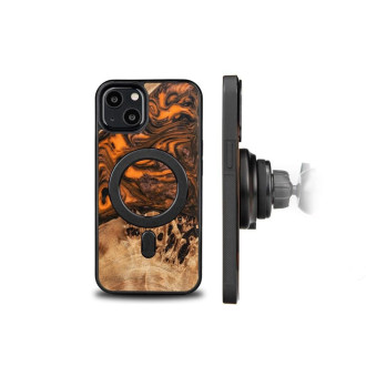 Dřevo a pryskyřice pouzdro pro iPhone 13 MagSafe Bewood Unique Orange - oranžová a černá
