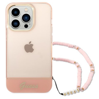 Guess GUHCP14LHGCOHP iPhone 14 Pro 6,1&quot; růžové/růžové pevné pouzdro Translucent Pearl Strap