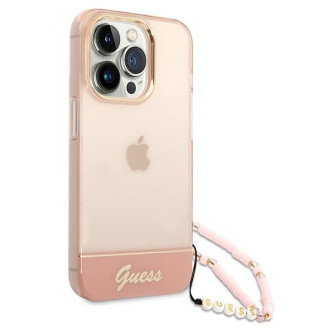 Guess GUHCP14LHGCOHP iPhone 14 Pro 6,1&quot; růžové/růžové pevné pouzdro Translucent Pearl Strap