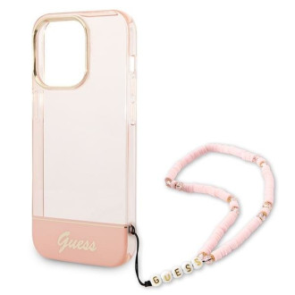 Guess GUHCP14LHGCOHP iPhone 14 Pro 6,1&quot; růžové/růžové pevné pouzdro Translucent Pearl Strap