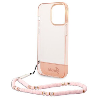 Guess GUHCP14LHGCOHP iPhone 14 Pro 6,1&quot; růžové/růžové pevné pouzdro Translucent Pearl Strap