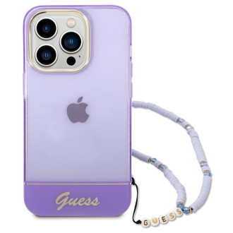 Guess GUHCP14LHGCOHU iPhone 14 Pro 6,1&quot; fialové/fialové pevné pouzdro Translucent Pearl Strap