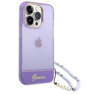 Guess GUHCP14LHGCOHU iPhone 14 Pro 6,1&quot; fialové/fialové pevné pouzdro Translucent Pearl Strap