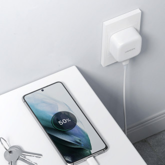 Ugreen UK (Velká Británie) USB-C rychlá nabíječka PD 30W bílá (CD127)