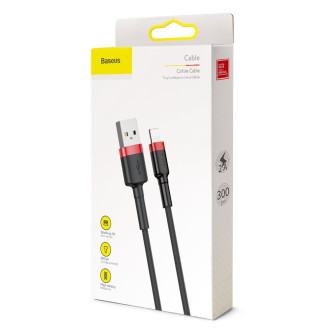 Baseus Cafule Cable odolný nylonový kabel USB / Lightning QC3.0 2A 3M černo-červený (CALKLF-R91)