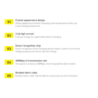 [RETURNED ITEM] Baseus crystal shine series fast charging data cable USB Type A to Lightning 2.4A 2m purple (CAJY000105)