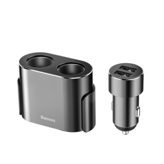 Rozbočovač nabíječky do auta Baseus 2x USB 3.1A 17W + 2x zásuvka do zapalovače cigaret 80W černá (CRDYQ-01)