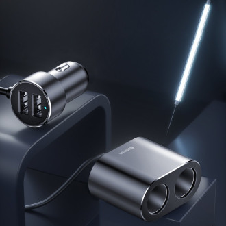 Rozbočovač nabíječky do auta Baseus 2x USB 3.1A 17W + 2x zásuvka do zapalovače cigaret 80W černá (CRDYQ-01)