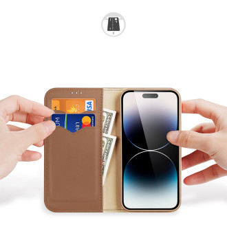 Dux Ducis Hivo peněženkové pouzdro na iPhone 15 Pro Max Dux Ducis Hivo s RFID blokováním - hnědé