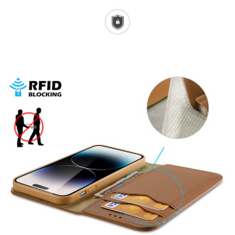 Dux Ducis Hivo peněženkové pouzdro na iPhone 15 Pro Max Dux Ducis Hivo s RFID blokováním - hnědé