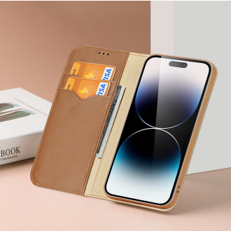 Dux Ducis Hivo peněženkové pouzdro na iPhone 15 Pro Max Dux Ducis Hivo s RFID blokováním - hnědé