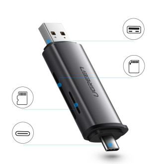 [ON RETURN] Ugreen SD / micro SD card reader for USB 3.0 / USB Type C 3.0 gray (50706)
