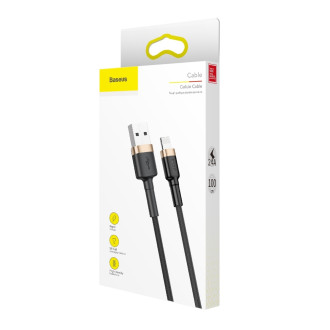 Baseus Cafule Cable odolný nylonový kabel USB / Lightning QC3.0 2.4A 1M černo-zlatý (CALKLF-BV1)