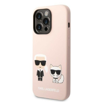 Karl Lagerfeld KLHMP14XSSKCI iPhone 14 Pro Max 6,7&quot; pevné pouzdro světle růžové/světle růžové silikonové Karl &amp; Choupette Magsafe