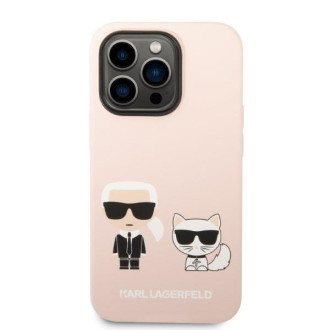 Karl Lagerfeld KLHMP14XSSKCI iPhone 14 Pro Max 6,7&quot; pevné pouzdro světle růžové/světle růžové silikonové Karl &amp; Choupette Magsafe