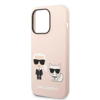 Karl Lagerfeld KLHMP14XSSKCI iPhone 14 Pro Max 6,7&quot; pevné pouzdro světle růžové/světle růžové silikonové Karl &amp; Choupette Magsafe