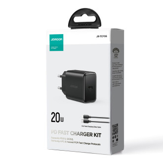 USB C nabíječka 20W PD Joyroom JR-TCF06 s USB C kabelem - Lightning - Černá