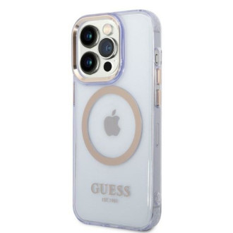 Guess GUHMP14LHTCMU iPhone 14 Pro 6,1&quot; fialové/fialové pevné pouzdro Gold Outline Translucent MagSafe