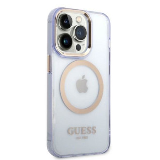 Guess GUHMP14LHTCMU iPhone 14 Pro 6,1&quot; fialové/fialové pevné pouzdro Gold Outline Translucent MagSafe