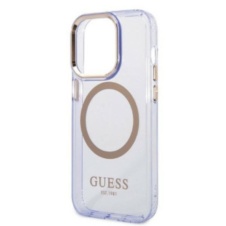 Guess GUHMP14LHTCMU iPhone 14 Pro 6,1&quot; fialové/fialové pevné pouzdro Gold Outline Translucent MagSafe