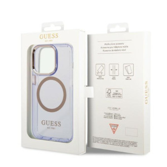 Guess GUHMP14LHTCMU iPhone 14 Pro 6,1&quot; fialové/fialové pevné pouzdro Gold Outline Translucent MagSafe
