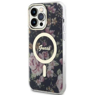 Guess GUHMP14XHCFWSK iPhone 14 Pro Max 6,7&quot; černo/černé pevné pouzdro Flower MagSafe