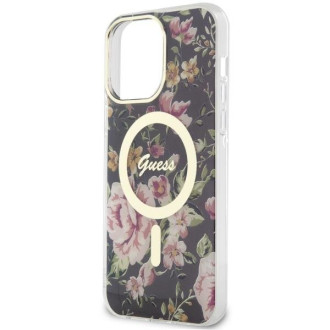 Guess GUHMP14XHCFWSK iPhone 14 Pro Max 6,7&quot; černo/černé pevné pouzdro Flower MagSafe