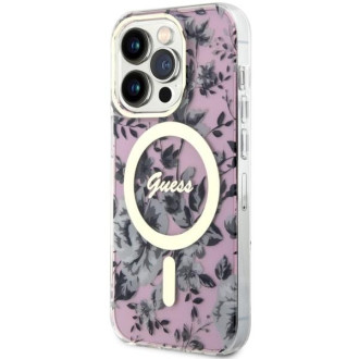 Guess GUHMP14XHCFWSP iPhone 14 Pro Max 6,7&quot; růžové/růžové pevné pouzdro Flower MagSafe