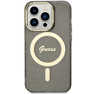 Guess GUHMP14XHCMCGK iPhone 14 Pro Max 6,7&quot; černo/černé pevné pouzdro Glitter Gold MagSafe