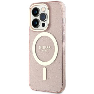 Guess GUHMP14XHCMCGP iPhone 14 Pro Max 6,7&quot; růžové/růžové pevné pouzdro Glitter Gold MagSafe